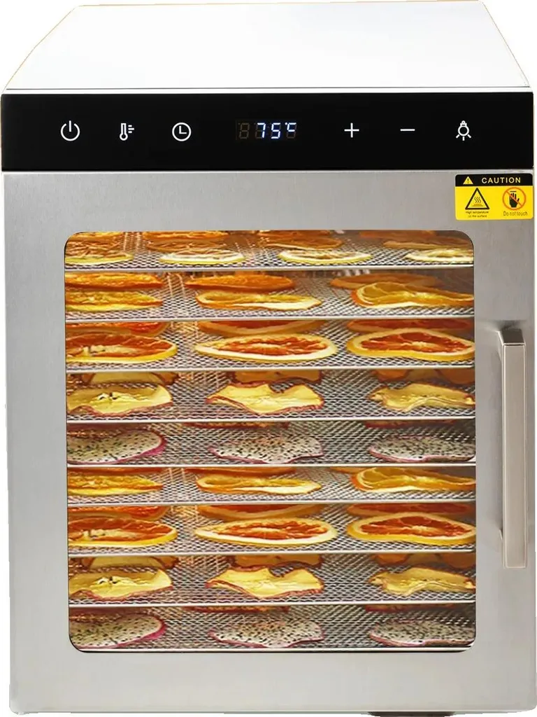 Déshydrateur 10 plateaux inox 800W avec contrôle digital de la chaleur