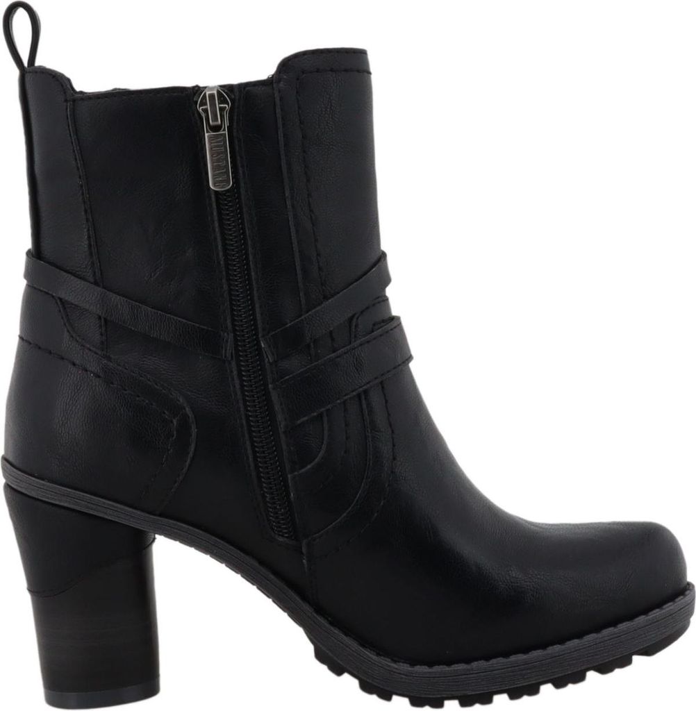 Mustang Damen Stiefelette mit Gummizug und Zierriemchen 15M0162004, Größe:40 EU, Farbe:Schwarz