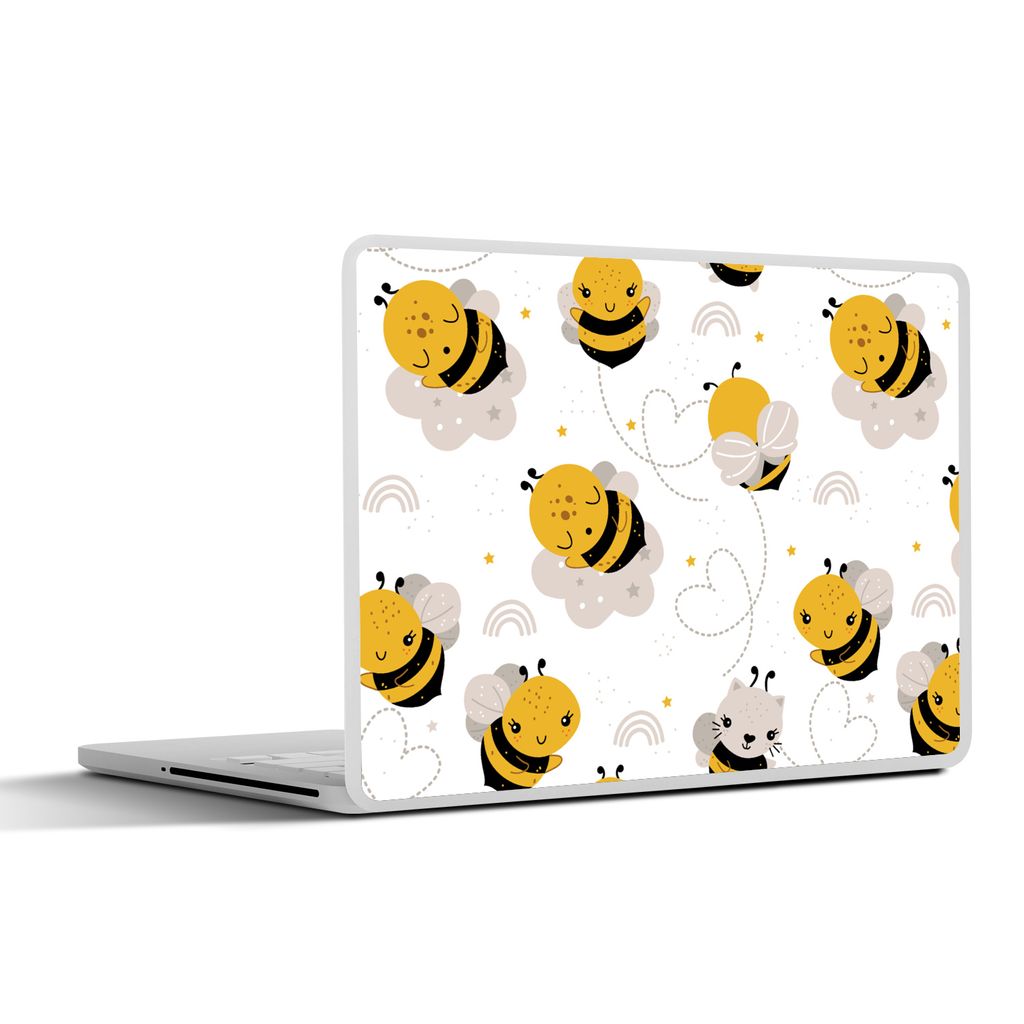 MuchoWow Laptop Aufkleber Sticker Cover Bienen - Muster - Kawaii 30x22 cm - Laptop-Sticker