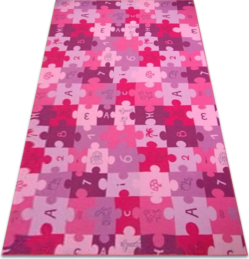 Tapis enfant PUZZLES violet 100x200 cm - Revêtement de sol ludique