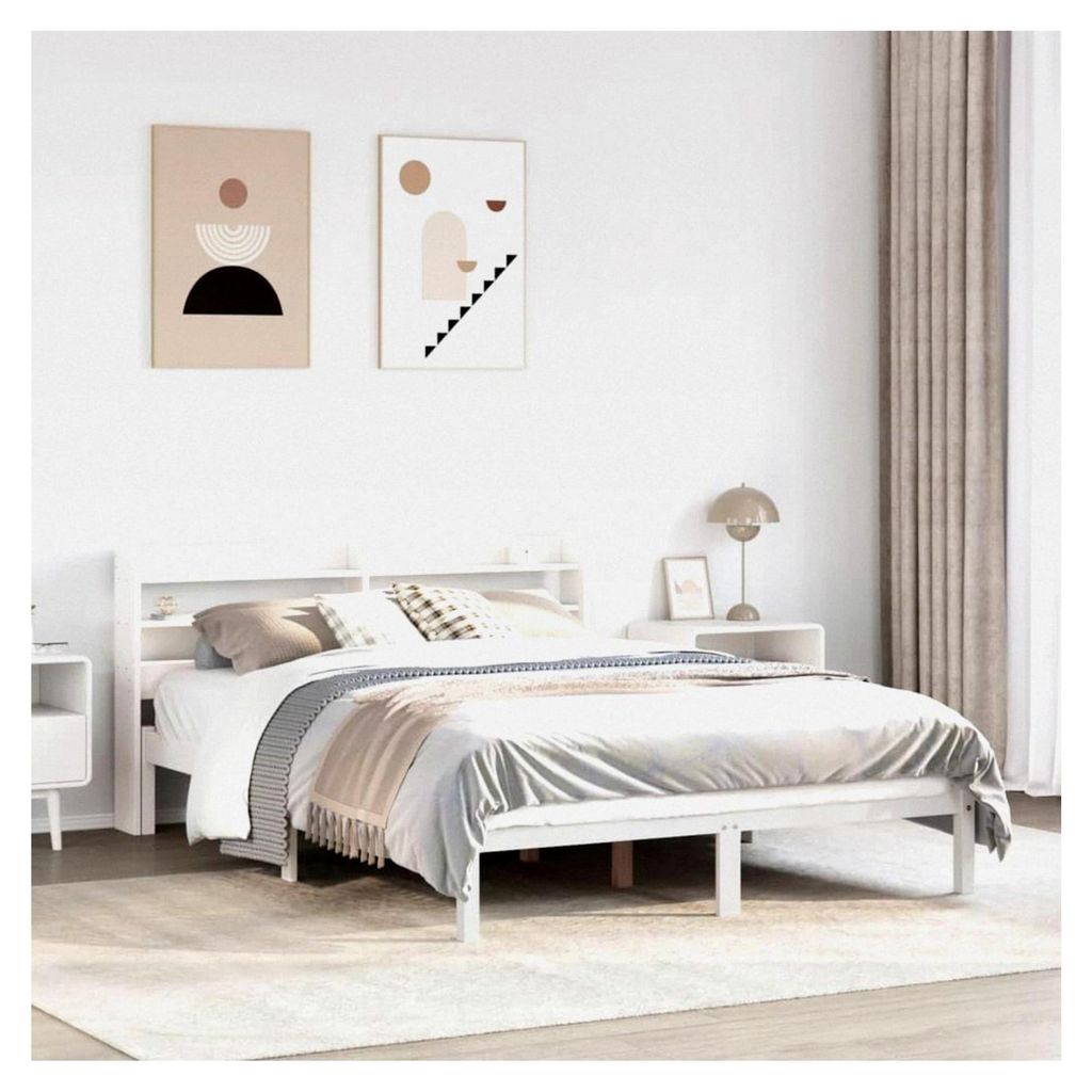 Bettgestell Weiß 140x200 cm aus Massivholz Kiefer