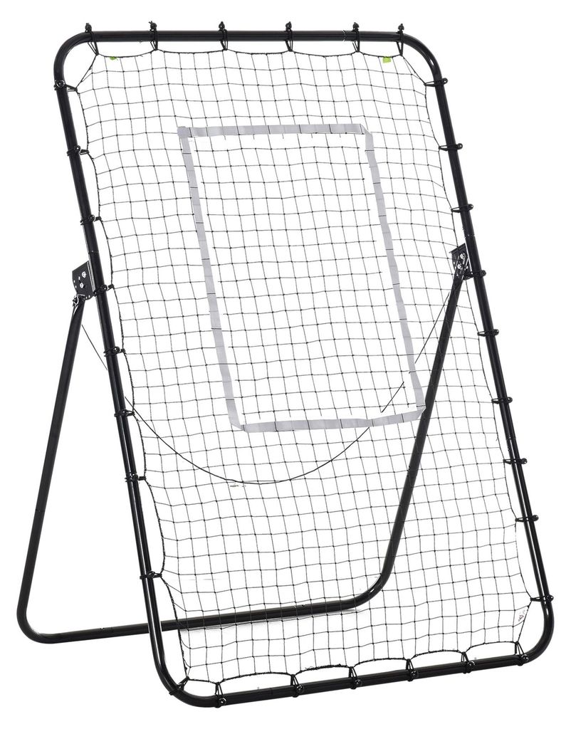 Fussball-Rückprallnetz, verstellbarer Winkel, höhenverstellbar, Rebounder, Kickback, Schwarz, 123x73x178 cm, PE-Netz