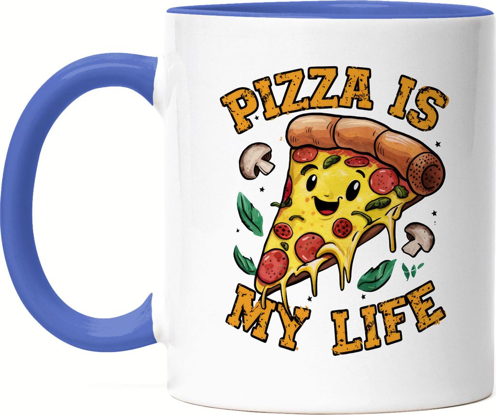 Pizza is my Life Tasse blau Pizza Pizzabäcker Italien Pizzaliebhaber Pizzeria Pizza baker