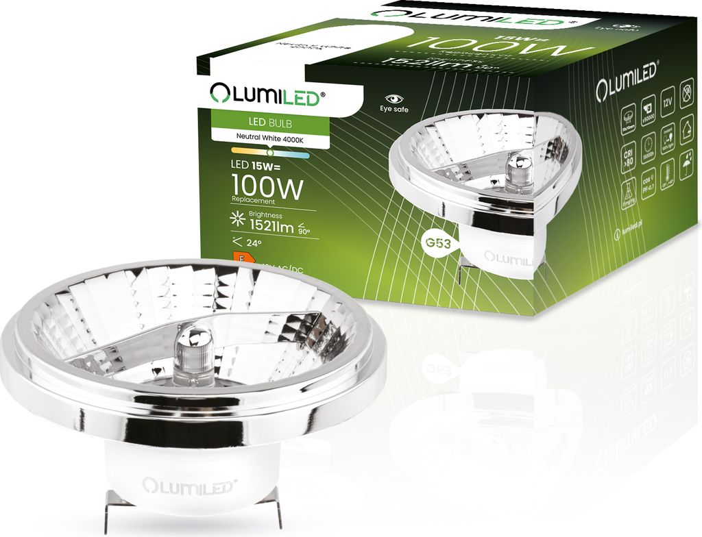 Żarówka LED G53 Reflektor AR111 15W = 100W 1521lm 4000K Zdjęcie produktu 