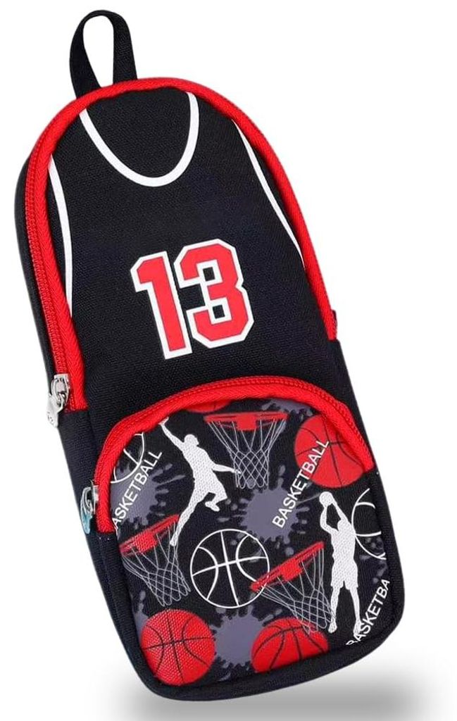 Basketball-Federmäppchen, großes Fassungsvermögen, schwarz, tragbar für Schule, Mädchen, Jungen, Büro, Frauen (22 * 9 * 6 cm)