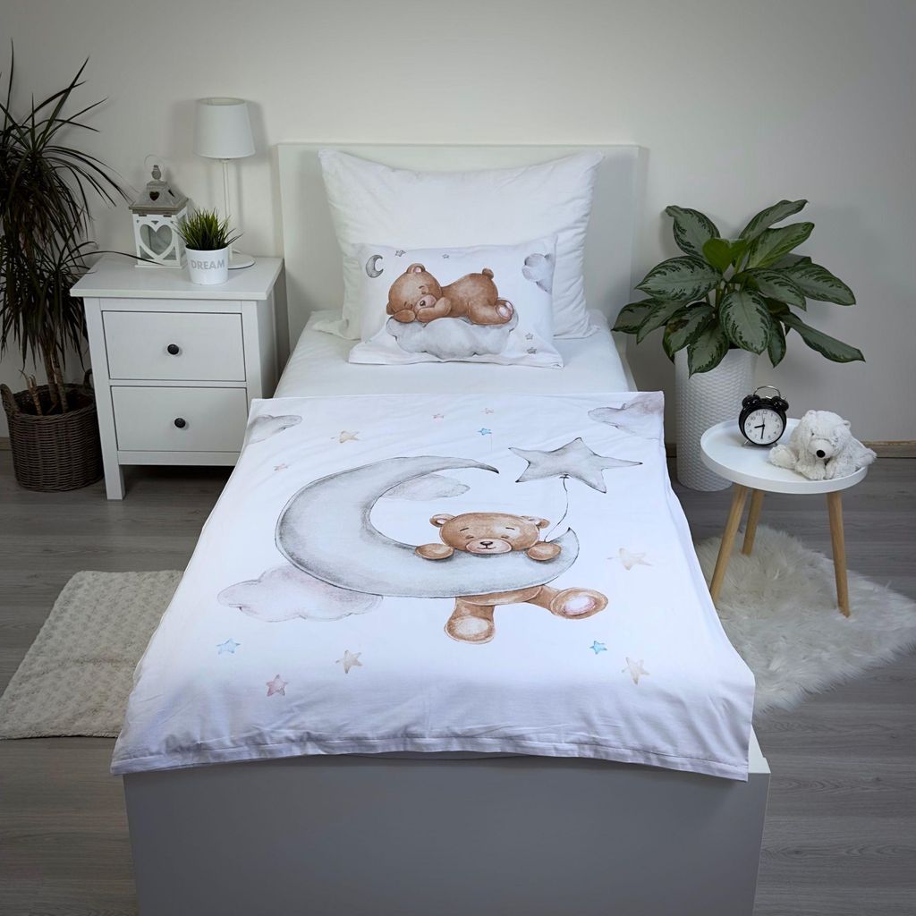 Parure de lit bébé avec nounours sur un nuage 100x135 cm Image du produit 