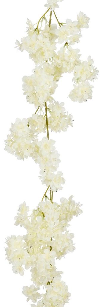 Kunstliche Blumengirlande - 180 x 20 cm - weiss - Kunststoff - Blumen