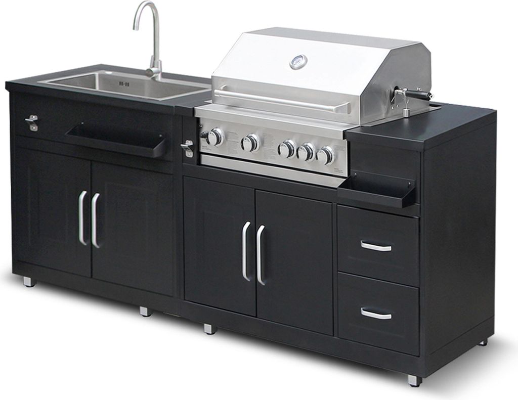 Cucina in metallo per esterni con lavello barbecue e Immagine del prodotto 