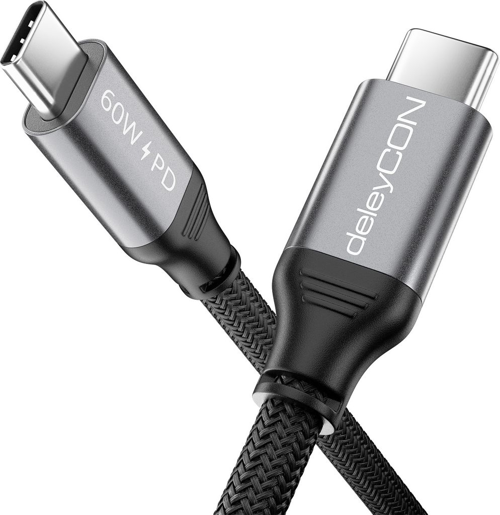 deleyCON 3,0m USB C Kabel PD3.0 (60W Schnellladekabel) USB-C auf USB-C Ladekabel für iPhone 16 15 Pro Max Samsung Galaxy S24 S23 S22 Pixel iPad Pr...