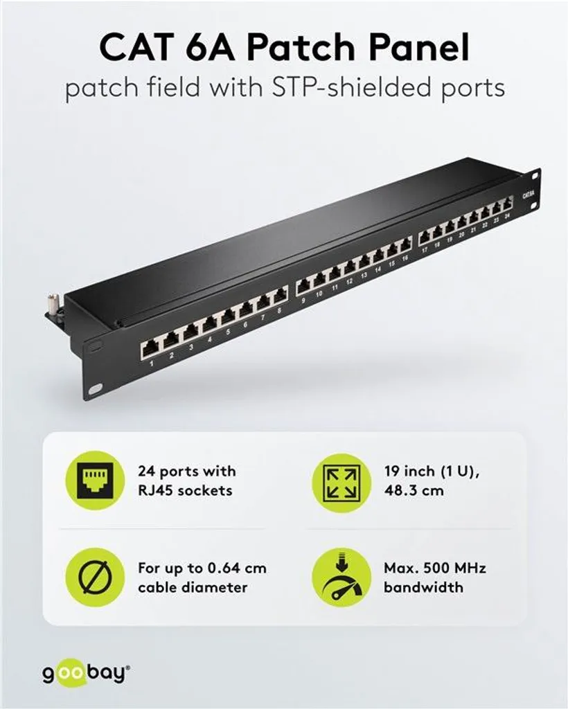 Distribuzione Rete Goobay 90854 CAT 6a STP 24 Porte Rack 19 Pollici - 5