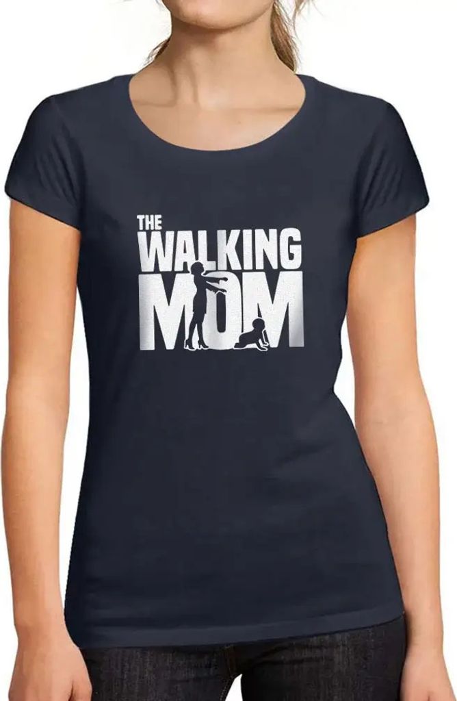 Damen Grafik T-Shirt Gehende Mutter – Walking Mom – Öko-Verantwortlich Vintage Jahrgang Kurzarm Lustige Druck Geburtstag Geschenk Frau