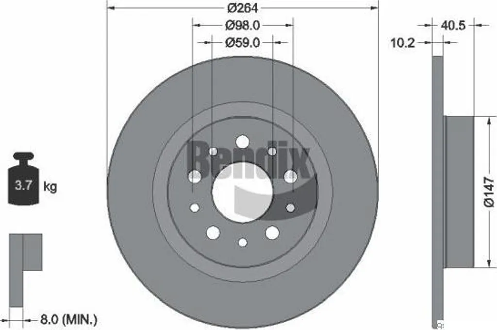 Disque frein Bendix BDS1849 (51914664) pour Fiat : Freinage sûr