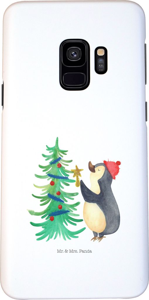 Mr. & Mrs. Panda Samsung Galaxy S9 Handyhülle Pinguin Weihnachtsbaum - Weiß - Geschenk, Cover, Smartphone Hülle, Weihnachten, Winter, Handy Case