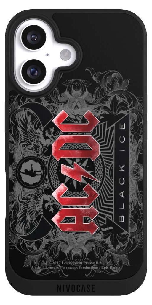 NIVOCASE Handyhülle für Apple iPhone 16 Hülle NIVOpure Case Schwarz ACDC Black Ice Fanartikel
