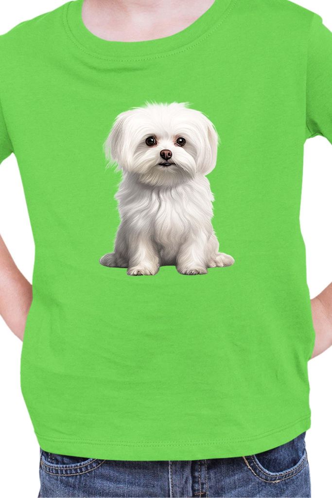 Kinder T-Shirt Dogs Breeds Maltese Dog Breed 006, 3-4 Jahr - 104 / Lime