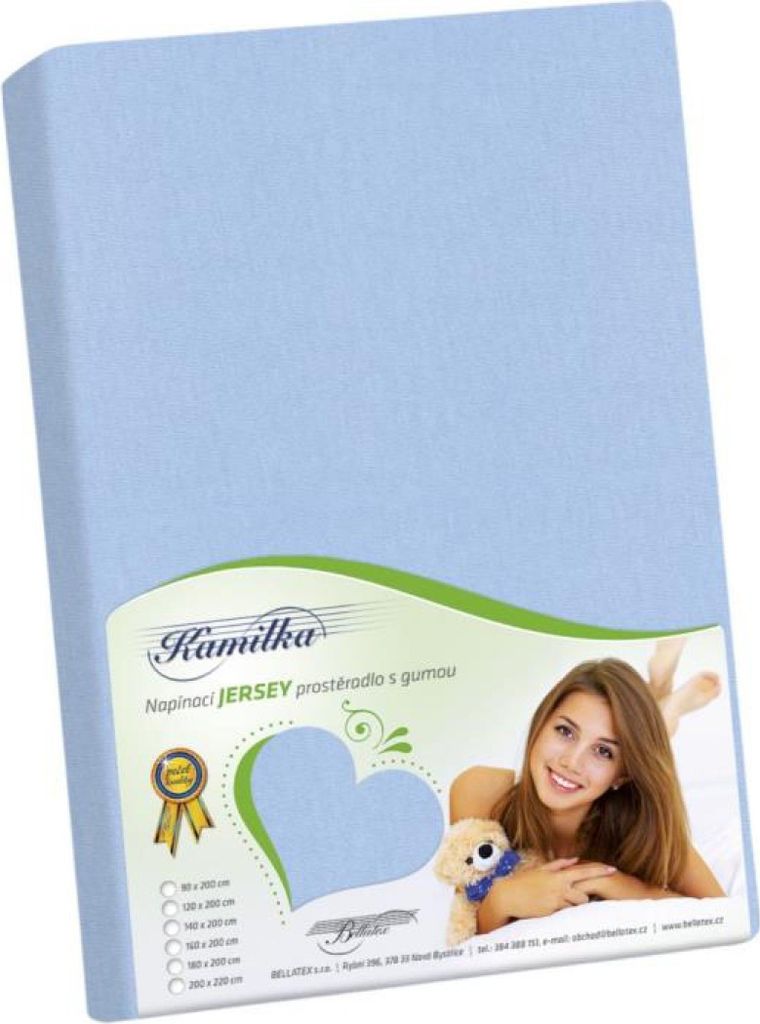 Blaues Jersey Spannbettlaken 200x220 cm, atmungsaktiv, tiefer Gummizug, Eckhöhe 25 cm