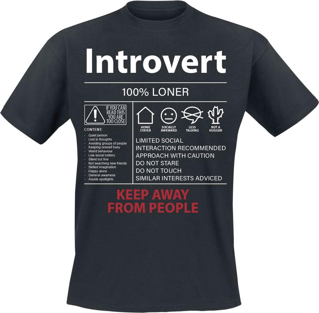 Sprüche T-Shirt Herren Introvert schwarz M