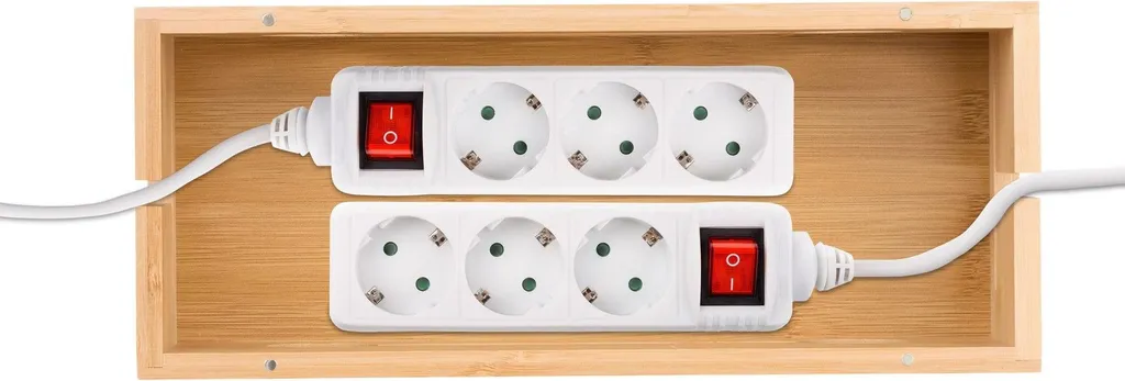 Cache-multiprise en bambou véritable : le rangement câbles design et sobre - 5