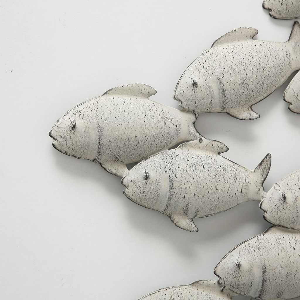 Wandobjekt Wandbild Wanddeko Fischschwarm grau Eisen L 97 Produktbild 17