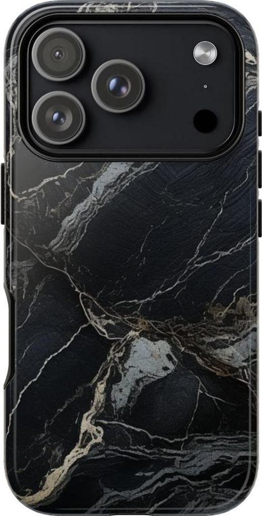 Elegantes schwarzes Marmor-Design mit weißen Adern – Hülle Kompatibel mit iPhone 17 Pro