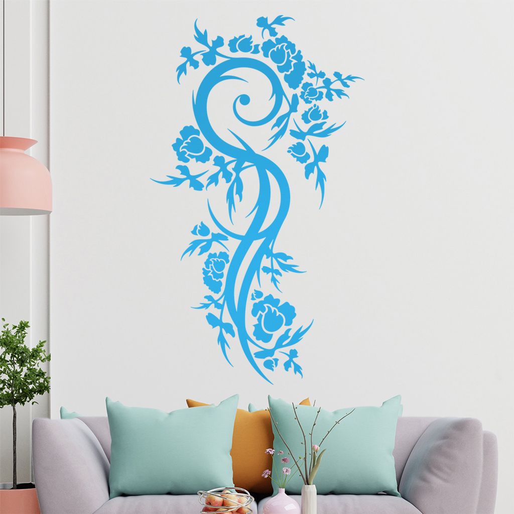 Schöne Blüten Ranke Wandtattoo in 6 Größen - Wandaufkleber Wall Sticker - Dekoration, Küche, Wohnzimmer, Schlafzimmer, Badezimmer