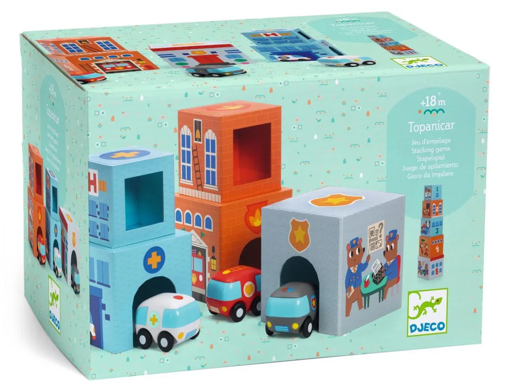 Topanicar Djeco : garages empilables en carton et voitures souples