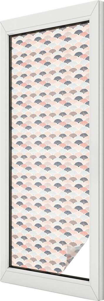 Buntglas Fensterfolie – 146x50 cm – Stained-Glass Design – blickdichte dekorative Sichtschutzfolie – selbstklebend, UV-Schutz – Fächermu...