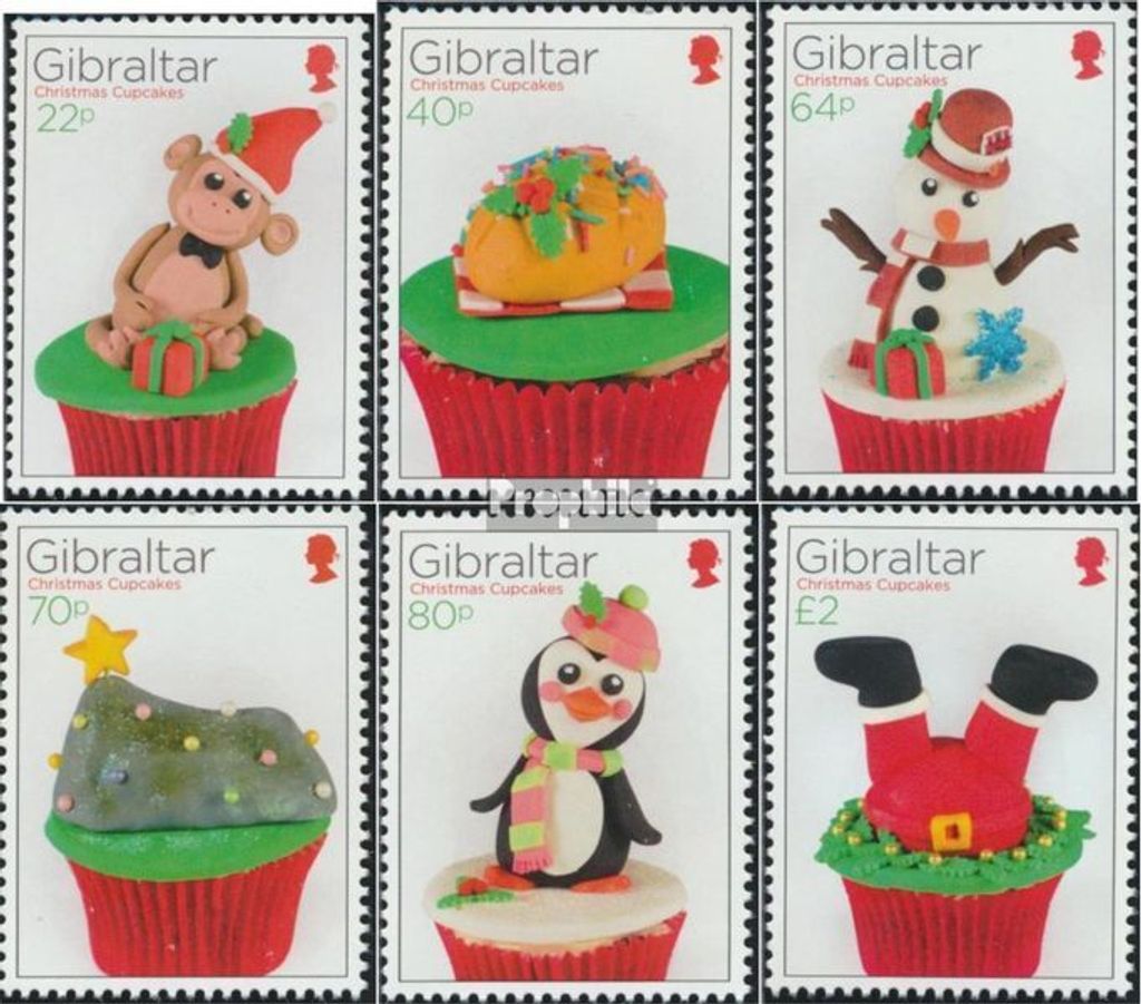 Briefmarken Gibraltar 2017 Mi 1826-1831 (kompl.Ausg.) postfrisch Weihnachten: Cupcakes