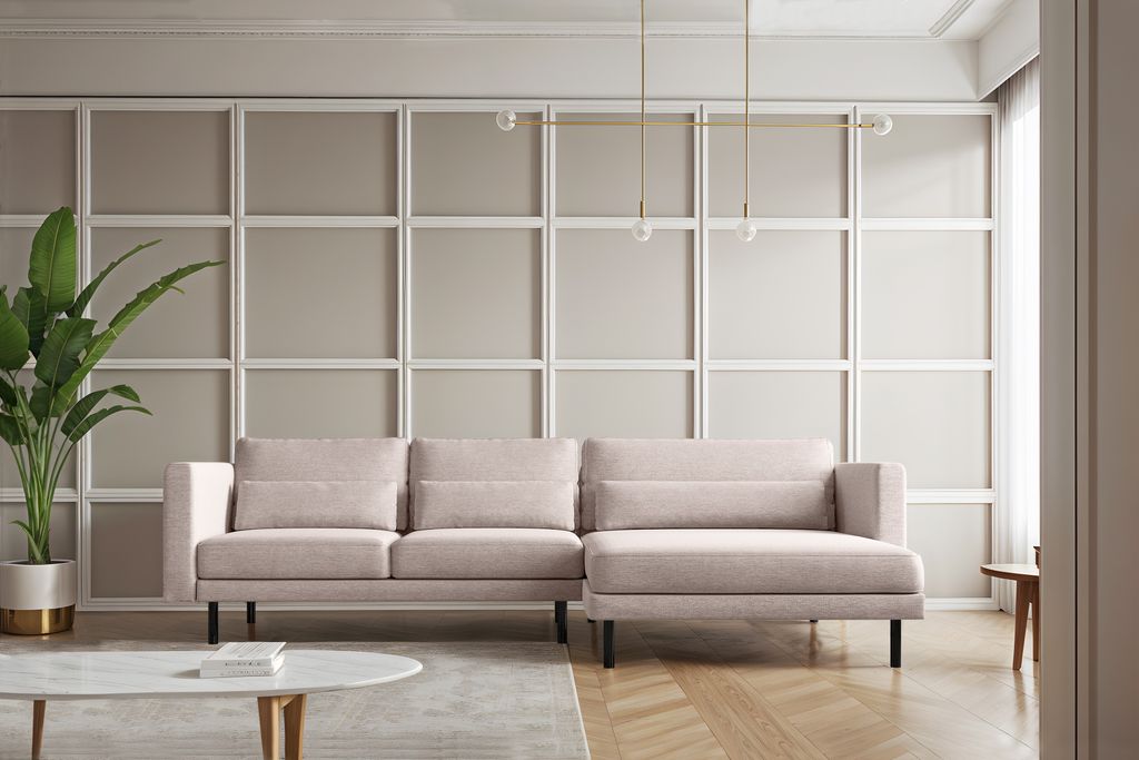 Kaiser Möbel Ecksofa L-form Dani modern und geräumig Stoff Verita Beige Rechts