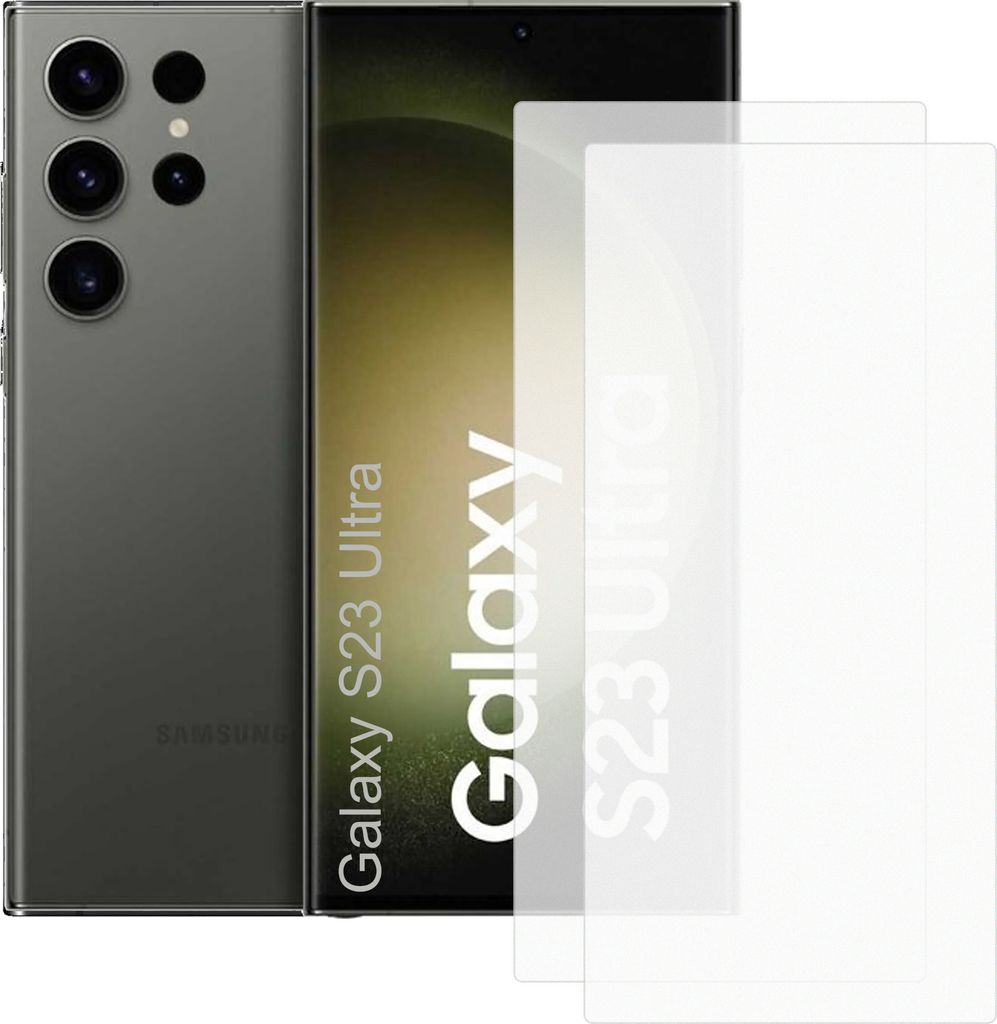 Zwei Stück (2x) Display-Schutzfolie Displayschutz-Glas 9H Glas für Samsung Galaxy S23 Ultra