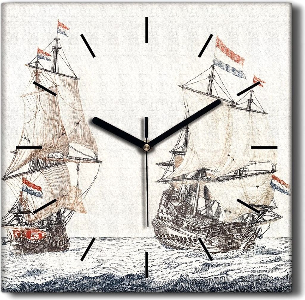 Coloray Hodiny Unikátní 30x30 cm Tiché hodiny Pro obývací pokoj a kuchyň Nástěnné hodiny Plátno Černé ručičky hodin - Mořské vlny ...