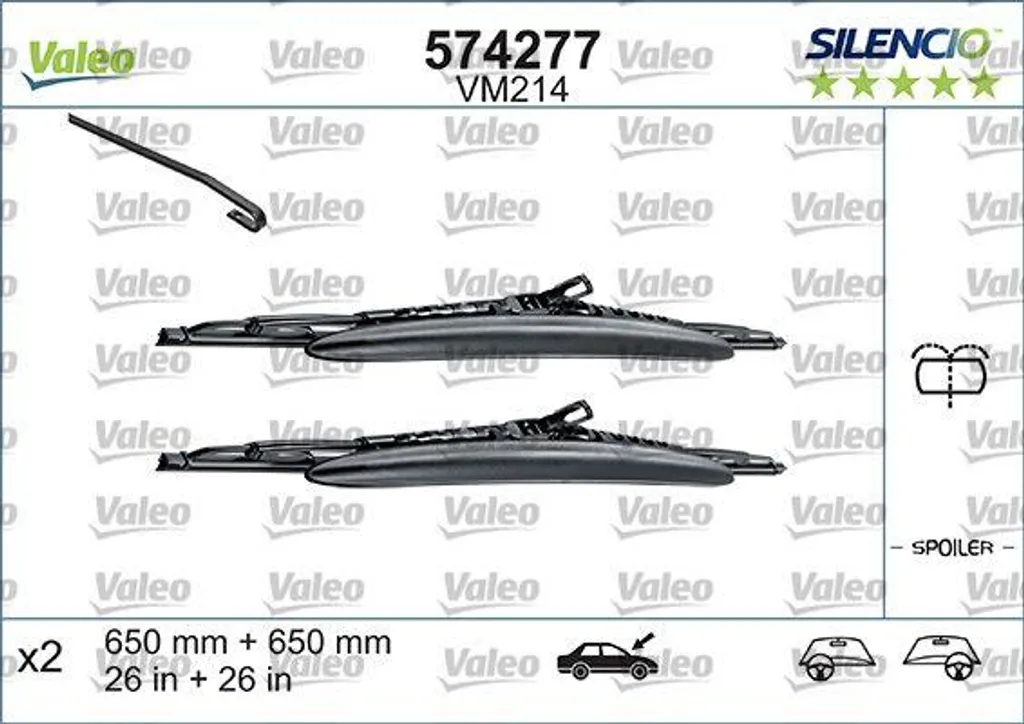 Essuie-glace anti-traces Valeo 574277 pour réparer le pare-brise de C8