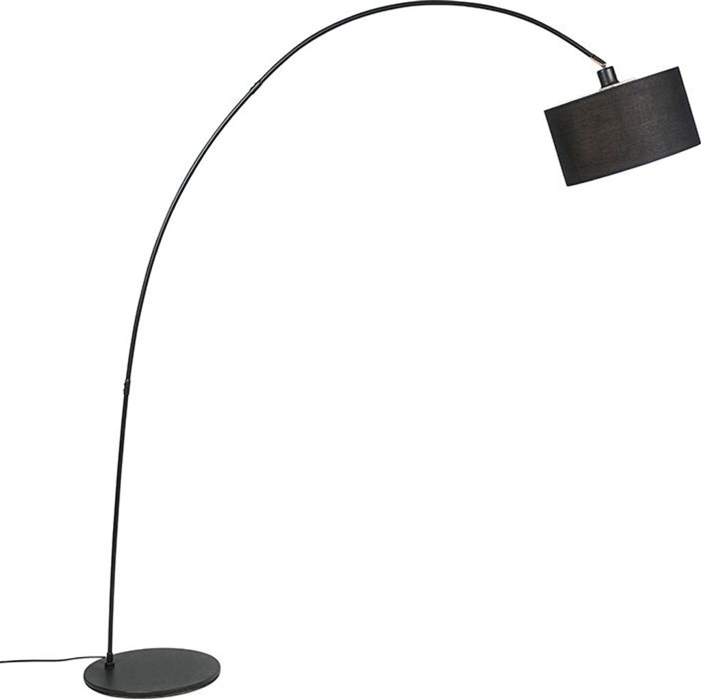 QAZQA - Modern Intelligente moderne Bogenlampe schwarz inkl. A60 Wifi - Vinossa Dimmer I Dimmbar I Wohnzimmer - Stahl Länglich - LED geeignet E27
