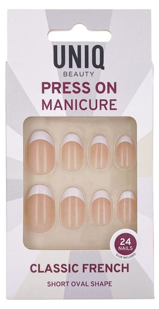 UNIQ Press On Nails Klassisch Französisch - 24 Künstliche Nägel mit Kleber