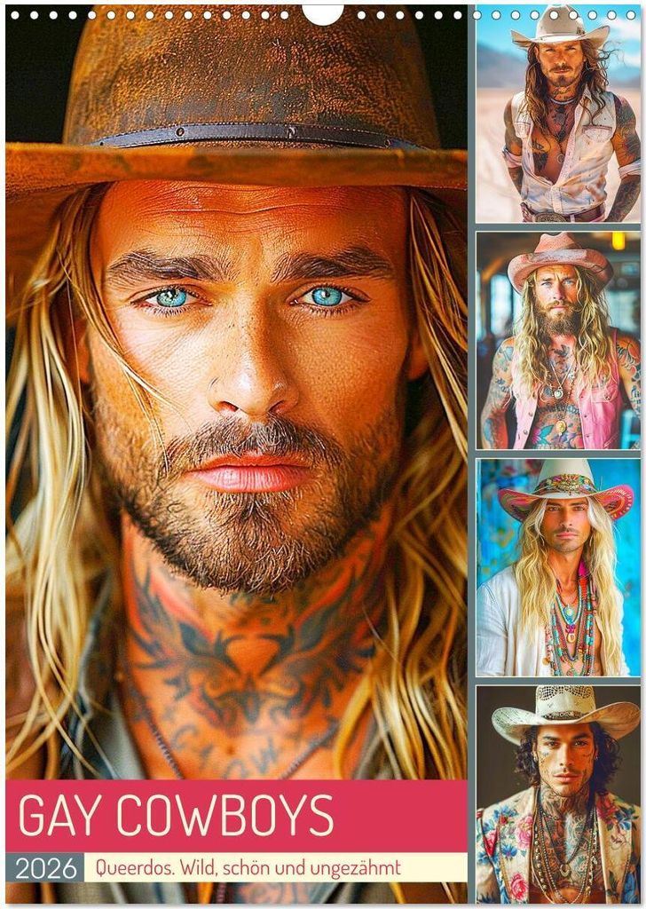 Gay Cowboys. Queerdos. Wild, schön und ungezähmt (Wandkalender 2026 DIN A3 hoch), CALVENDO Monatskalender