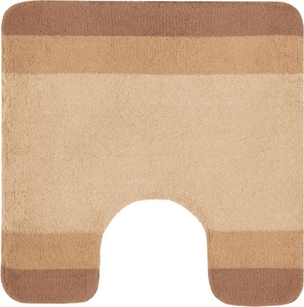spirella Badematte | kuscheliger Hochflor | Rutschfester Badvorleger | viele Größen | waschbar 40° | 55x55 cm mit WC Ausschnitt | Bahama Beige
