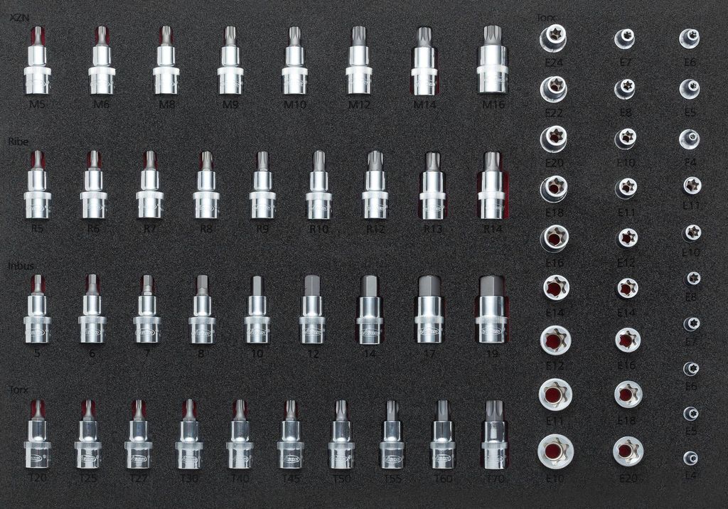 VIGOR Steckschlüsseleinsatz Satz V2837 1/4", 3/8" 1/2" E Profil Innen Keilprofil