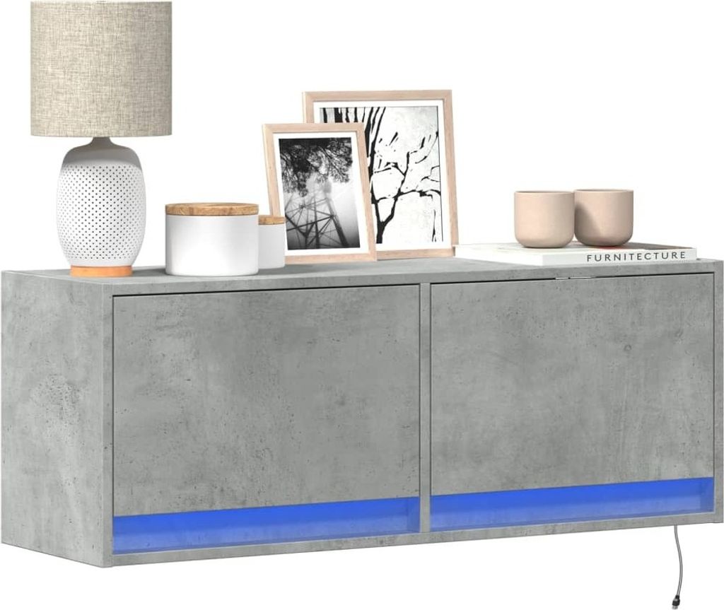 Maison Exclusive - TV-Wandschrank mit LED-Beleuchtung Betongrau 100x31x35 cm