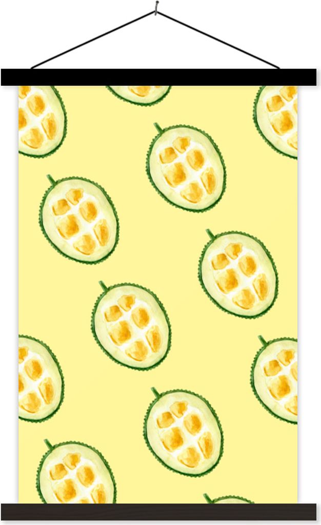 MuchoWow Textilposter Zitrusfrüchte - Obst - Muster 60x90 cm mit schwarzem Rahmen - Poster Wohnzimmer