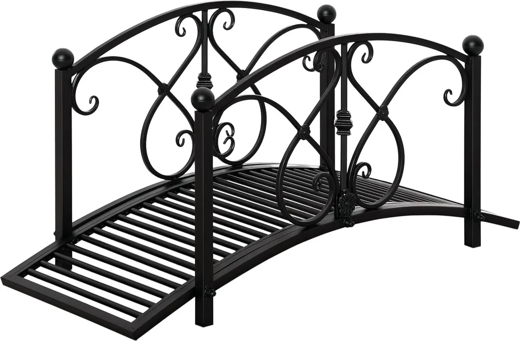 Pont de jardin anticorrosion en métal noir stable et facile à monter