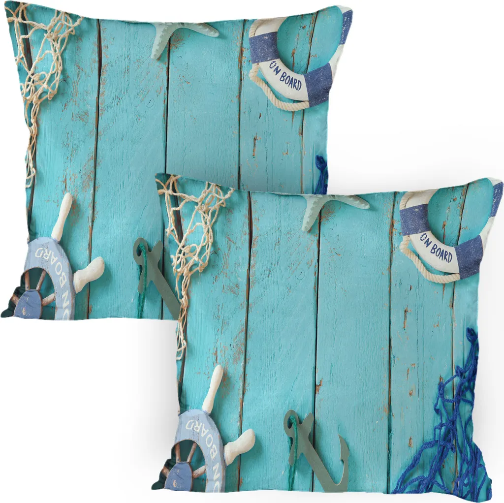 ABAKUHAUS Federe Cuscino 80x80 cm Nautico - Offerta Set 2 Pezzi
