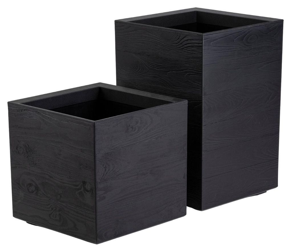 HowHomely | Übertopf - Pflanztopf - Blumentopf auf Rädern - 2er Set - braun - Holzoptik - 40 x 40 x 40 cm und 40 x 40 x 60 cm