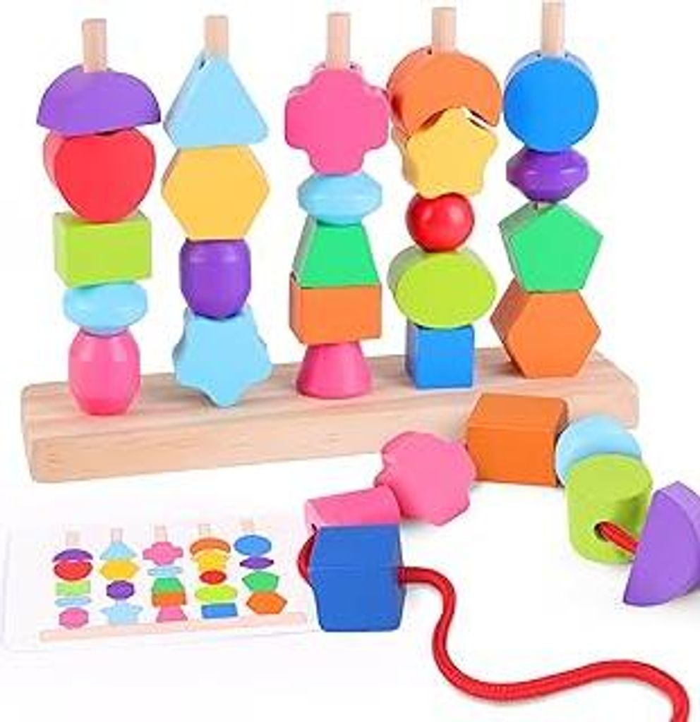 SUPERBE BEBE Montessori Holzspielzeug Zum Stapeln & Sortieren Für Baby & Kinder - Brettspiele Ab 3 Jahre Motorikspielzeug - Lern & Entwicklungsspi...