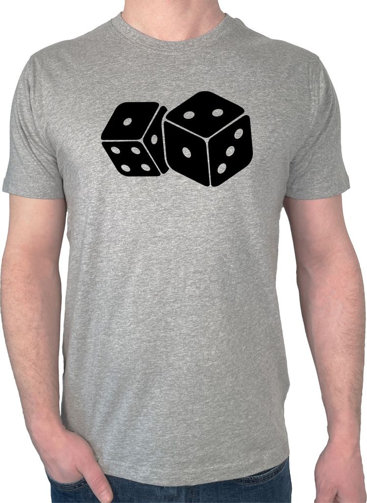 Huuraa Herren T-Shirt Würfel Dice XL Sport Grey Bio Baumwolle Fairtrade Herrenshirt Geschenkidee