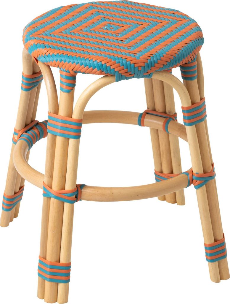 J-Line Hocker Geo Rattan Orange/Türkis