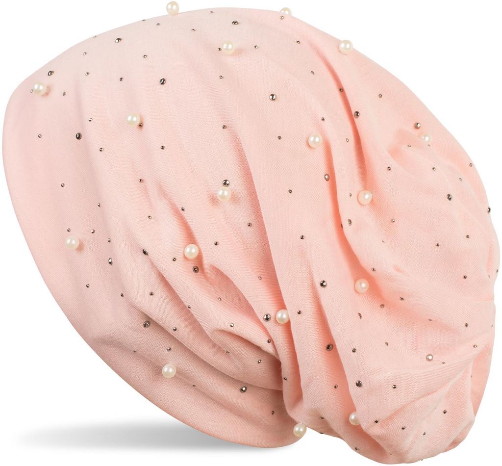 styleBREAKER Beanie Mütze mit Perlen und Strass Nieten, Produktbild 