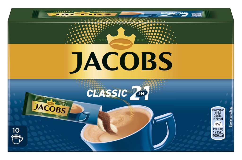 Jacobs 2v1 instantná káva, 10 šálok Obrázok produktu 