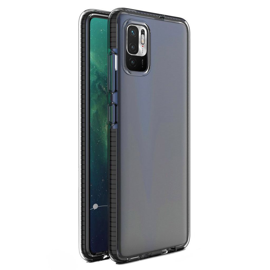 Spring Case Gelhülle mit farbigem Rahmen für Xiaomi Redmi Note 10 5G / Poco M3 Pro Schwarz