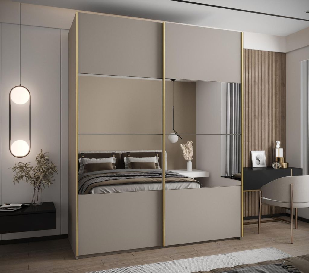 Zweitüriger Kleiderschrank SAMARA 4 – 190 cm, Kaschmir/Gold