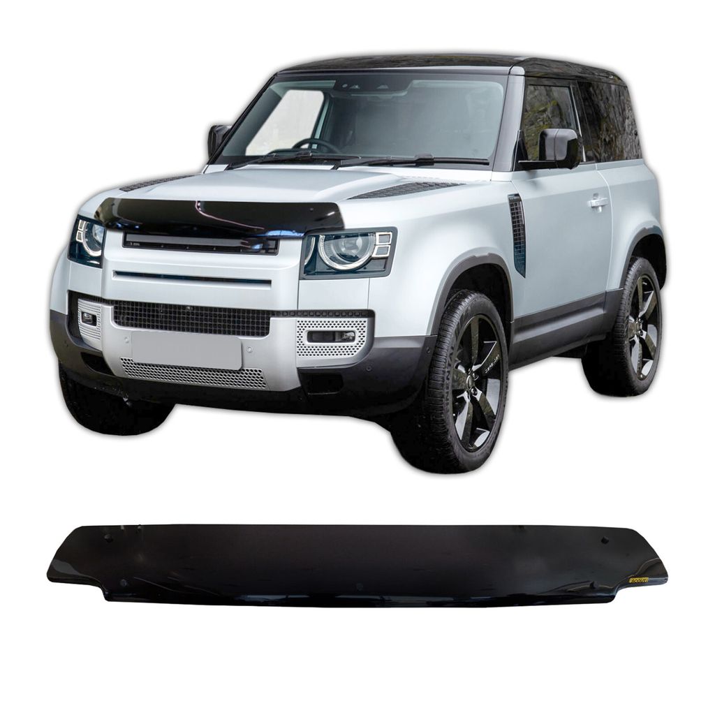 SCOUTT | Motorhaube Windabweiser Insekten Steinschlagschutz Für Land Rover Defender ab 2020, Aerodynamisch, Einfache Montage, Getönt, Spezielle H...